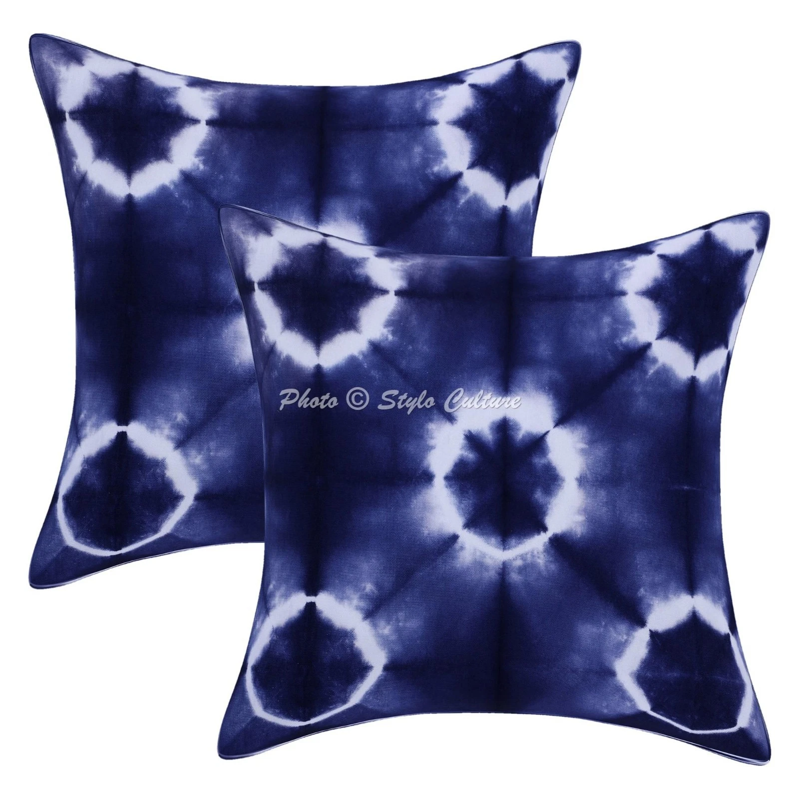 Ethnic Shibori Throw Pillow Covers 20x20 Decorative Tie Dye Indian Cushion Cover