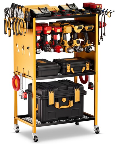 Power Tool Organizer with Wheels - Garage Power Tools Storage Cart, Large Rol...