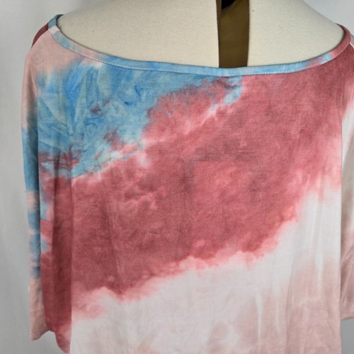 Bloomchic Tee Women's 3X Tie Dye Drop Shoulder V-Neck Short Sleeve Colorful NWT - Picture 4 of 8