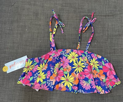 Girls Multi Color Swim Ruffle Top With Bows - Cat & Jack - XL/14