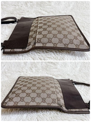 GUCCI Shoulder Bag Purse GG Canvas Leather Brown Authentic - Picture 6 of 24