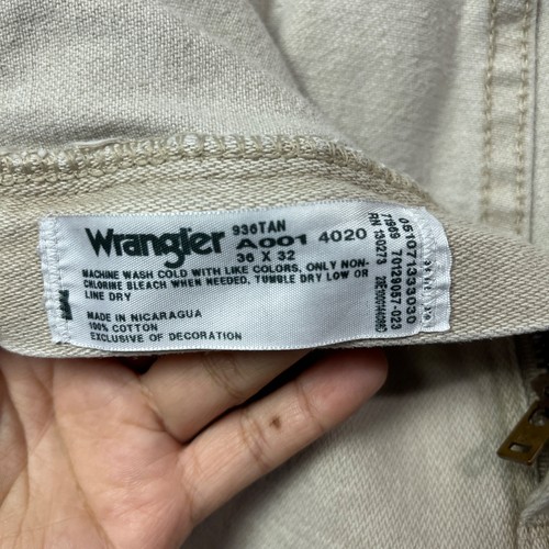 Wrangler Hose Herren 36x32 hellbraun beige gerades Bein vorne flach Arbeitskleidung Western - Bild 3 von 15