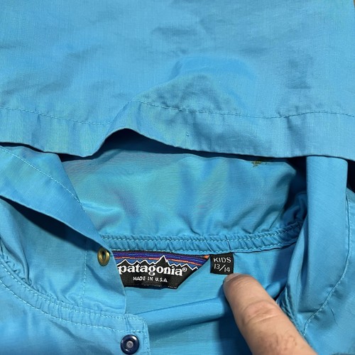 Vintage Patagonia Windbreaker Jacket Youth XL Blue Made in USA Anorak Snap T 90s - Picture 11 of 11