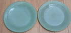 Fire King Jadeite 9" Dinner Plate Ribbed Green Round Oven Ware Lot of 2