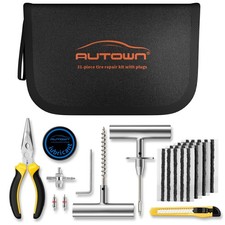 AUTOWN Flat Tire Repair Kit with Plugs 31 Pcs for Car, Motorcycle, ATV, Black