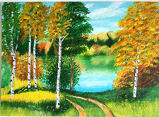 Dipinto paesaggio acrilico originale autunnale su tela elencato...