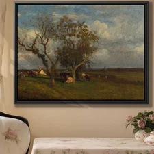 Rustic Farmhouse Cow Canvas Print Wall Art Vintage Rural Artwork Home Decor