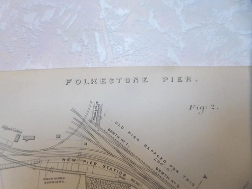 1908 FOLKESTONE PIER STATION RAILWAY LINE SIDINGS MAP ORIG ENGINEERING PLAN RARE - Picture 1 of 7