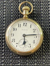 193 Elgin 313 Model 7 16s 15j Pocket Watch Wadsworth GF Ornate Case Runs
