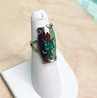 Vintage Native American, Sterling Silver Mosaic Gemstone Size 6 Turquoise Ring