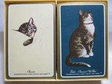 VINTAGE CHESAPEAKE AND OHIO RAILWAY PLAYING CARDS IN CASE,CHESSIE & PEAKE CATS