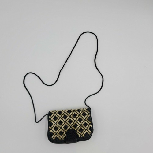 Vintage kleine Perlen Umhängetasche 7"x5" 21" Retro formelle Feiertage Glamourös 90er - Bild 1 von 8