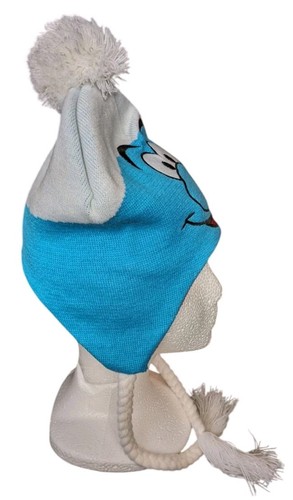 The Smurfs Laplander Hat with Braided Tassels Peyo Smurf Toboggan Beanie Ski Cap - Picture 6 of 11