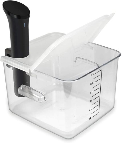 Contenedor Sous Vide 12 cuartos tapa plegable con bisagras para cocina transparente nuevo - Imagen 7 de 10