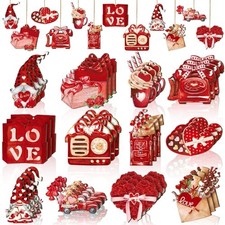 36 Pcs Valentine's Day Wood Ornaments Valentines Tree Decorations Valentines