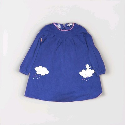 Catimini Mädchen Kleid Gr. 86 Blau Mit Wollen Und Vogel