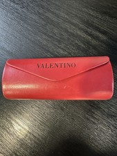 Valentino Red Hard Sunglass Eyeglass Hard Case Magnetic Snap Closure Leather