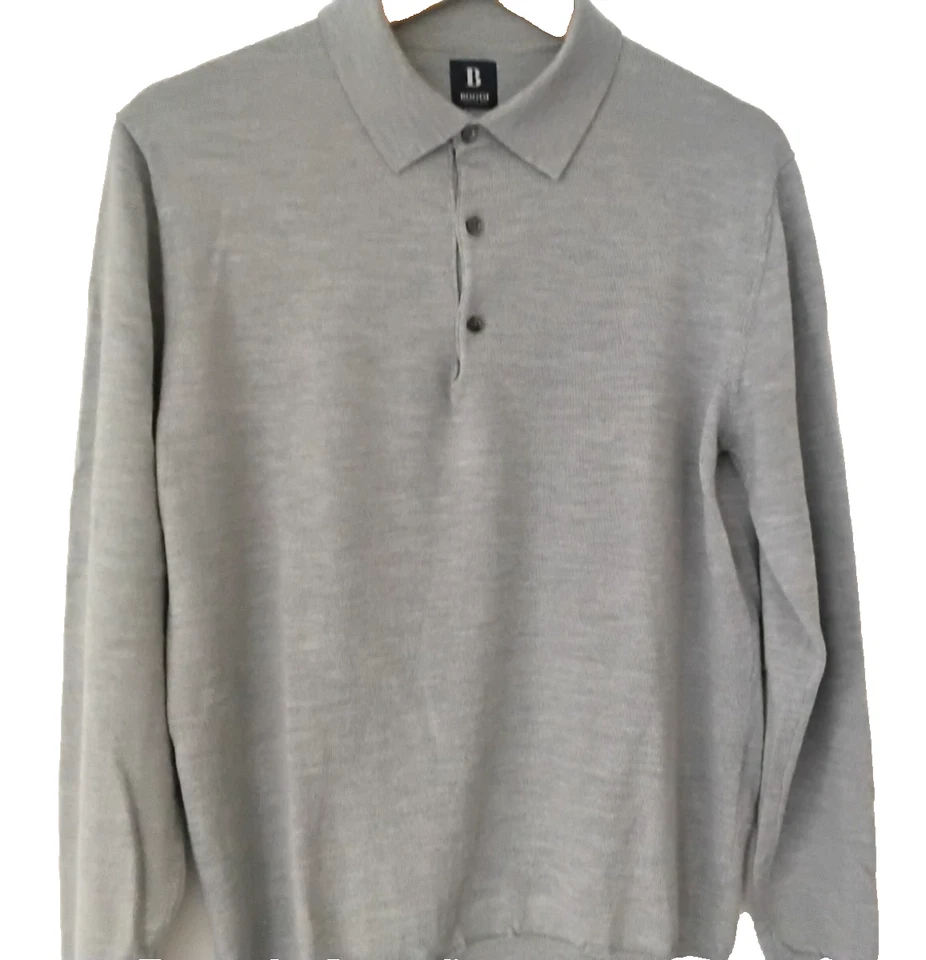 Polo BOGGI Lana Merino Gris Italiano Tejido Extra Fino Talla Med 52 cm Foto 3 de 4