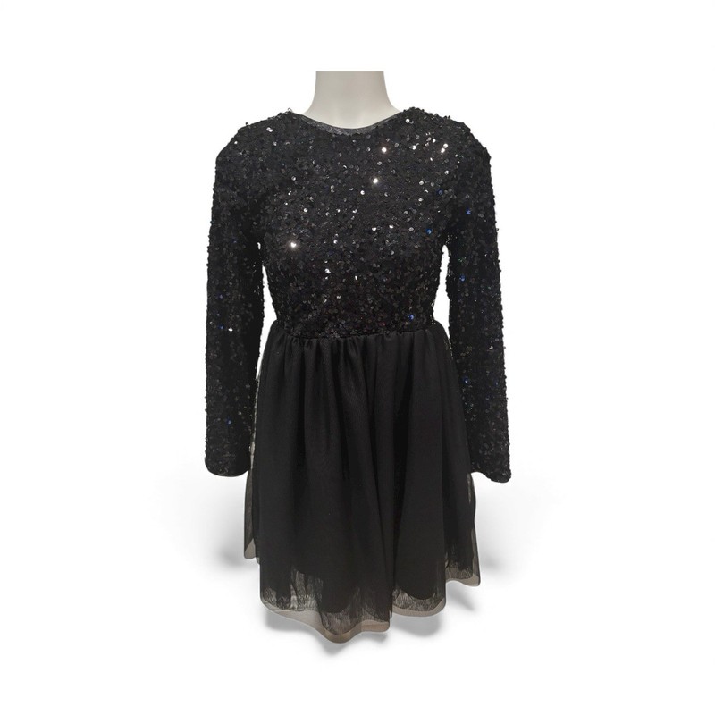 NWT Girls LS Sequin Dress With Tulle Skirt Sz XL/14 By Cat & Jack $30 Retail