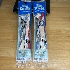 (2) SKY STREAK Balsa Wood Air plane Rubberband Powered Glider GUILLOWS model kit