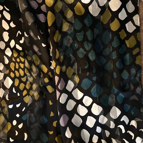Yves Saint Laurent Scarf Black Patterned Long Rectangle 170x56cm Vintage - Picture 2 of 8