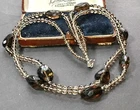 Smokey quartz faceted & round 2 strand gemstone bead necklace