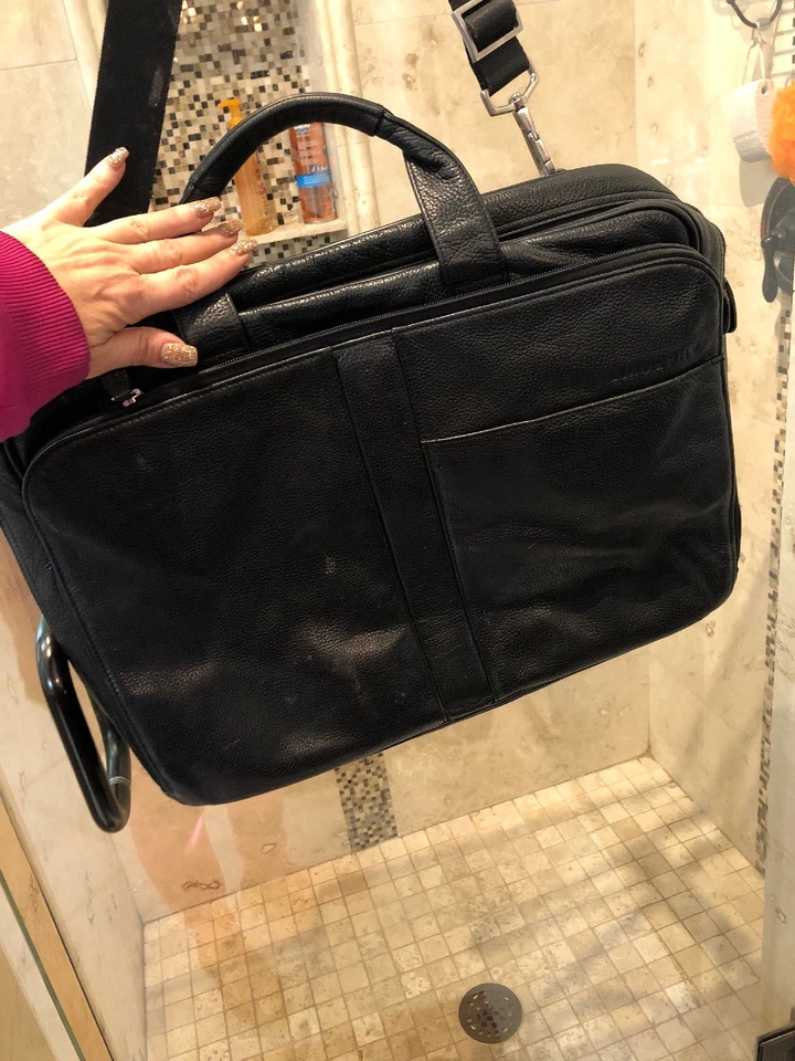 Maletín de cuero negro Johnston Murphy Bolso Comptuer Foto 3 de 4