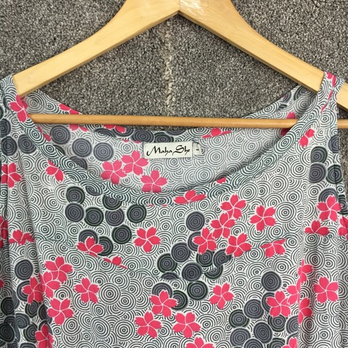 Maha She dress size L multicolour polka dot fit flare sleeveless pleated cotton - Picture 6 of 18