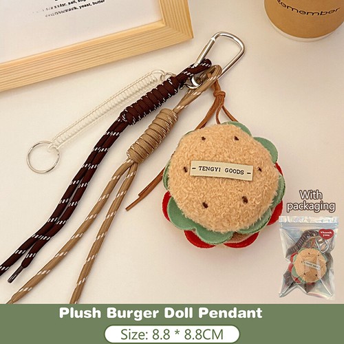 Dessert Plush Toy Keychain Cartoon Hamburger Doll Pendant Car Key Ring Bag D _da - Picture 11 of 17