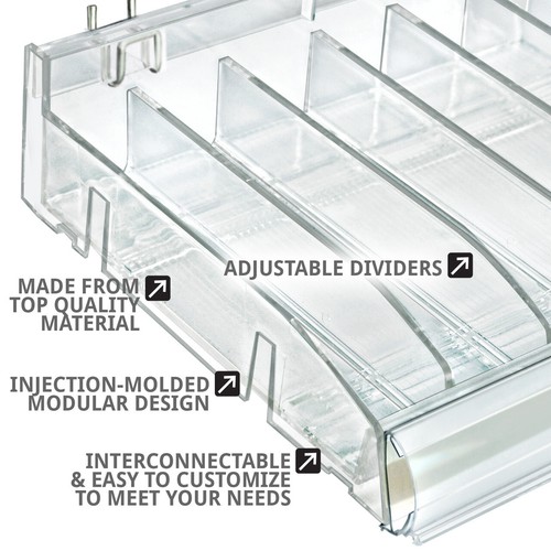 Azar Displays Adjustable Divider Bin Cosmetic Tray, Clear, 2-Pack - Bild 8 von 8