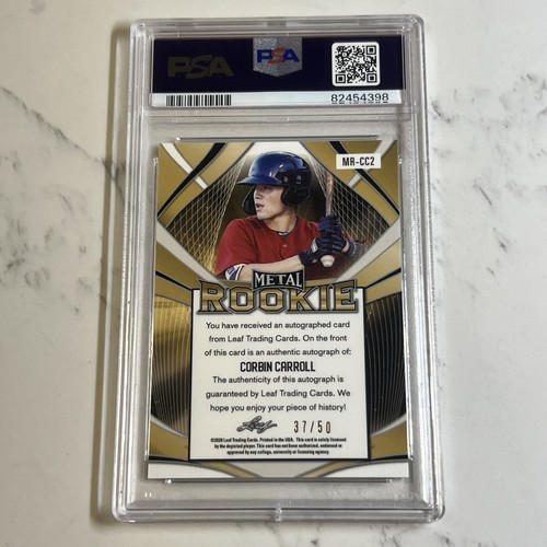 Corbin Carroll 2020 Leaf Metal Rookie Auto Silver Prizm Rifrattore #/50 MrCC2 - Foto 2 di 4