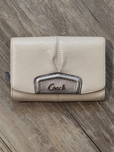 Coach Ashley Cream Silver Satchel Hobo Shoulder Bag Purse and Wallet EUC - Picture 15 of 19