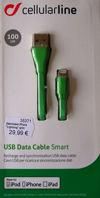 cellularline USB Data Cable Smart iPhone iPod iPad Datenkabel 100 cm grün 35371