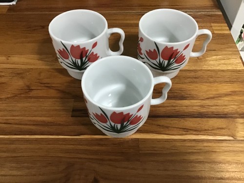 Vintage Blumen Stapelbare Tassen/Kaffeetassen, Japan