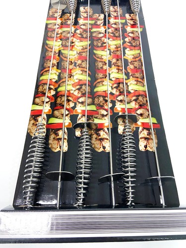 6 Piece Stainless BBQ Skewers Set Flat Shish Kebob Kebab Kabab Souvlaki Shashlik - Picture 5 of 7