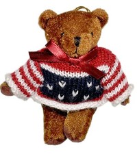 4  Plush Teddy Bear in Sweater Christmas Ornament