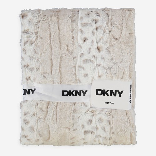 NEW DKNY SNOW LEOPARD FAUX FUR BUNNY CHANNEL THROW SIZE 127CM X 152CM - Picture 3 of 6