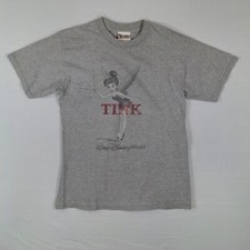 Vintage Walt Disney World Tinkerbell T-Shirt Adult M Heather Gray Peter Pan Y2K