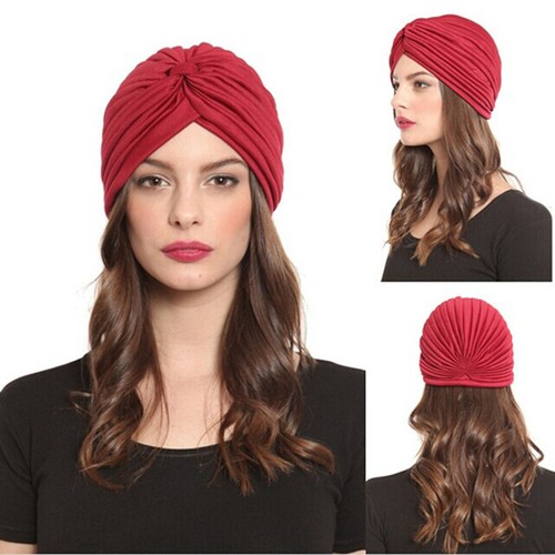 Women Solid Turban Hat Chemo Cap Hair Loss Head Scarf Wrap Cover Hijabs Headgear - Picture 4 of 35