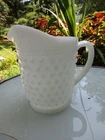 Vintage White Hobnail Milk Glass 5 1/2" Tall Vintage Juice Pitche
