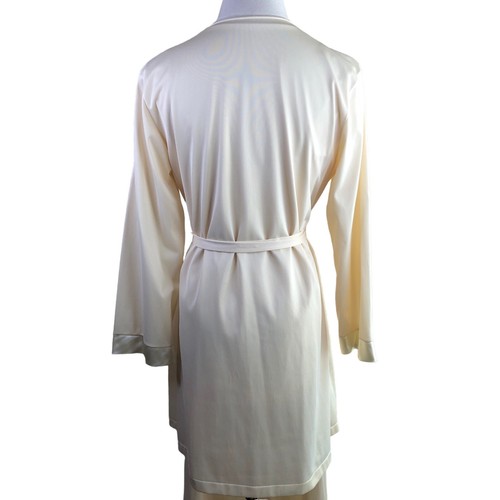 Vintage Sears Pajamas Size 34 Pale Yellow Ivory Satin 3 Piece Kimono Shirt Pants - Picture 19 of 19