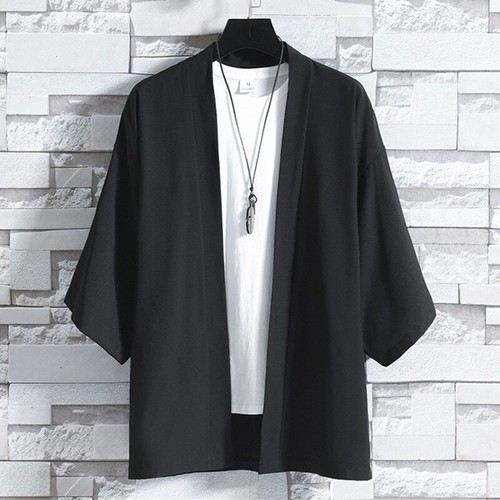 Men's Kimono Printed Cardigan Samurai Japanese Costume Robe Loose Jacket Street - Picture 8 of 20