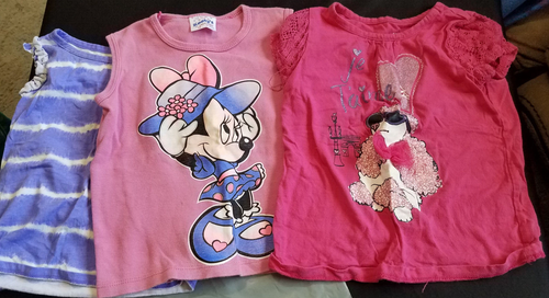 3 Girls Shirts - T-Shirts, Minnie Mouse, Poodle, Purple Tye Dye, Sz 4 T, Disney