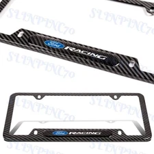 For 2PCS Ford Racing License Plate Frame Stainless Steel Metal Carbon Fiber New