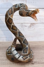 Realistic Attacking Coiled Diamondback Rattlesnake With Fangs Bared Figurine
