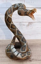 Realistic Attacking Coiled Diamondback Rattlesnake With Fangs Bared Figurine