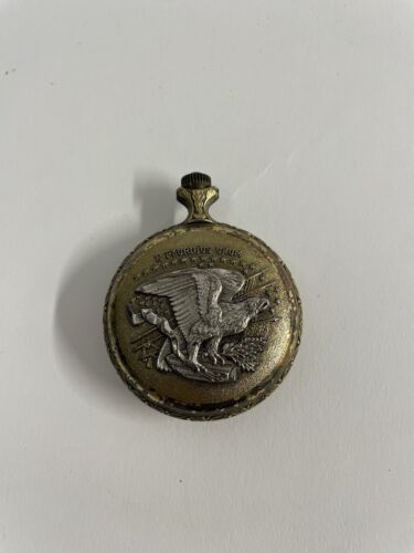 Andre Rivalle 17 Jewels Swiss Made Mechanical Wind Up Pocket Watch Eagle Liberty - Picture 2 of 2