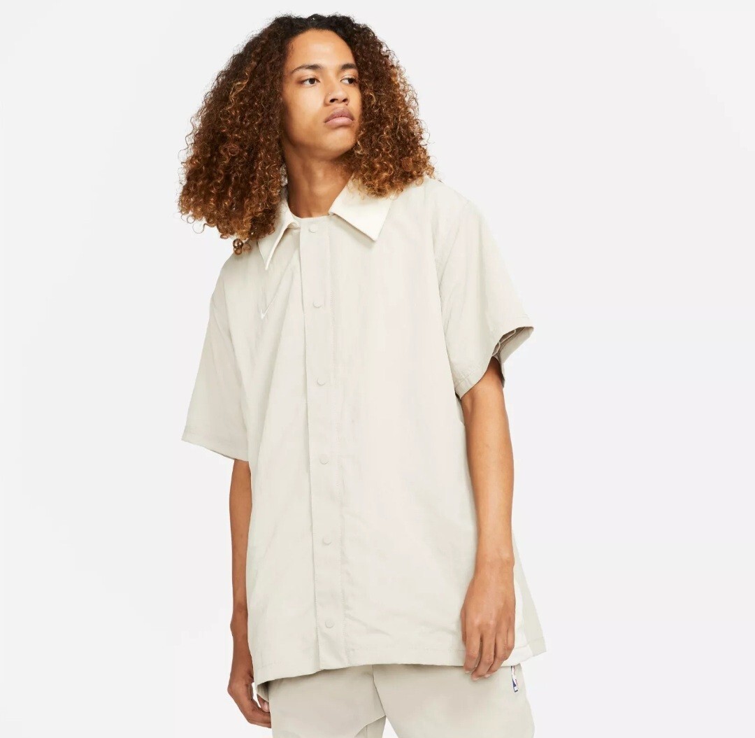New Nike x Fear Of God NRG Short Sleeve Shooting Shirt Tan Size M  