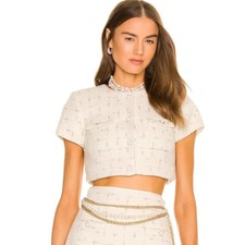 Assignment Tai Cropped Top /jacket In Ivory Pearl Size Medium