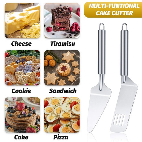 4Pcs Stainless Steel Pie Spatula Serrated Cake Cutter with Comfortable Handle - Picture 2 of 6